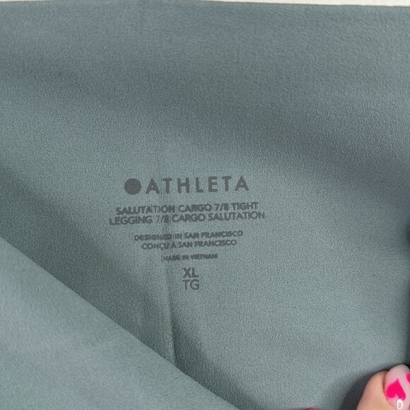 ATHLETA Minimalist Grey Salutation Cargo‎ 7/8 Tight Leggings Gym Workout Size XL - Picture 8 of 15